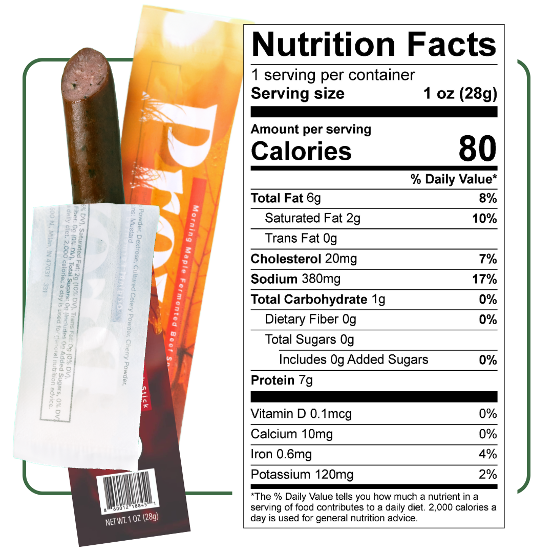 Morning Maple Fermented Beef and Pork Snack Sticks